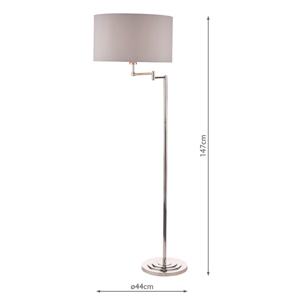 (image for) Laura Ashley Marlowe Swing Arm Floor Lamp Polished Nickel With Shade
